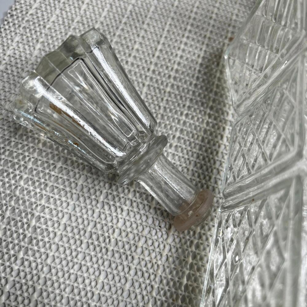 Vintage Glass Whiskey Decanter with Stopper Diamond Pattern Federal Law Forbids - Picture 6 of 6